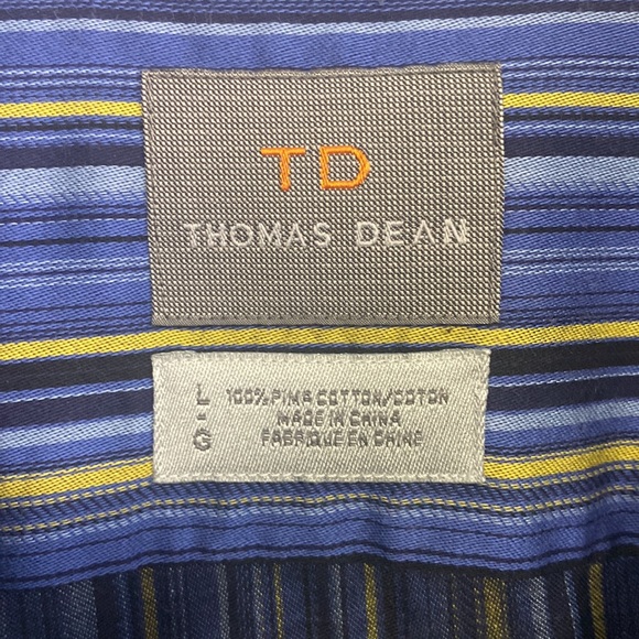 Thomas Dean striped button down 100% cotton shirt - Picture 4 of 6